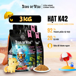 Hạt Cho Mèo Bite Of Wild K42 Combo 3 Gói 1KG Viên Mềm Dễ Tiêu Hoá Không Chứa Ngũ Cốc Hợp Với Mèo Con