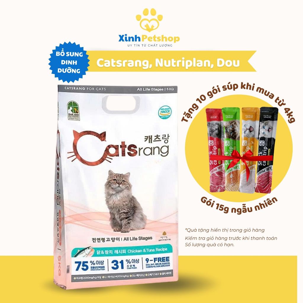 [Sẵn - Hỏa Tốc] Thức Ăn Cho Mèo Catsrang Bổ Sung Omega 3 6 9 Tốt Cho Da Lông 5kg, 4kg