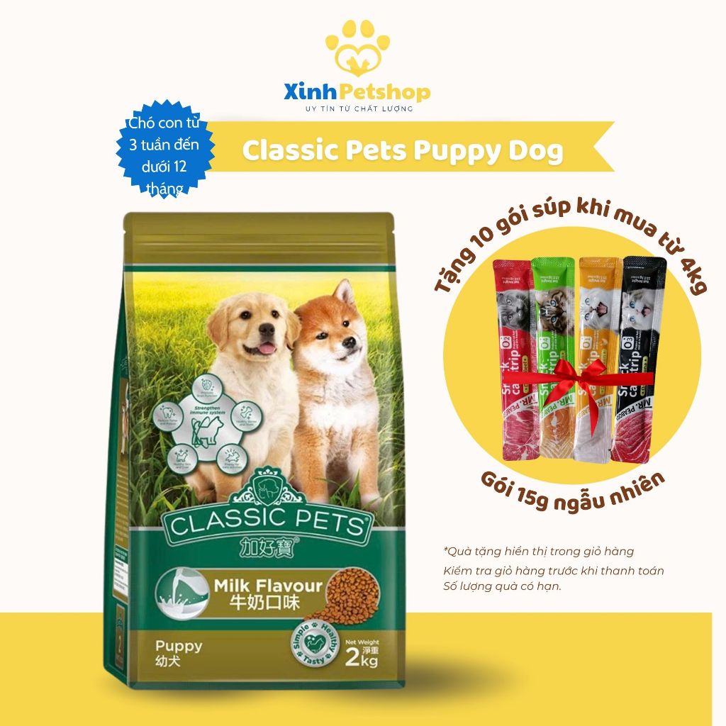 Thức Ăn Dạng Hạt Cho Chó Con Classic Pets Puppy Dog Hương Vị Sữa Túi 400g Xuất Xứ Thái Lan