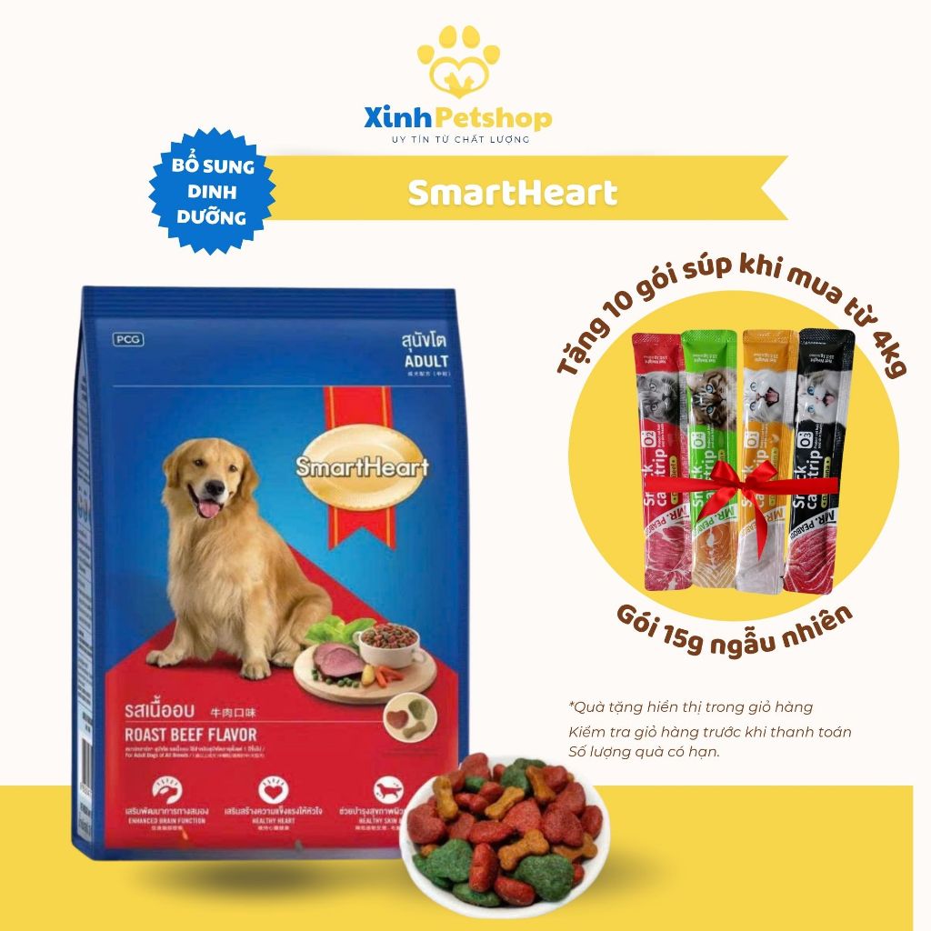Thức Ăn Hạt Cho Chó Smartheart 400G Phù Hợp Mọi Lứa Tuổi - Hạt Cho Chó Vị Bò, Vị Sữa