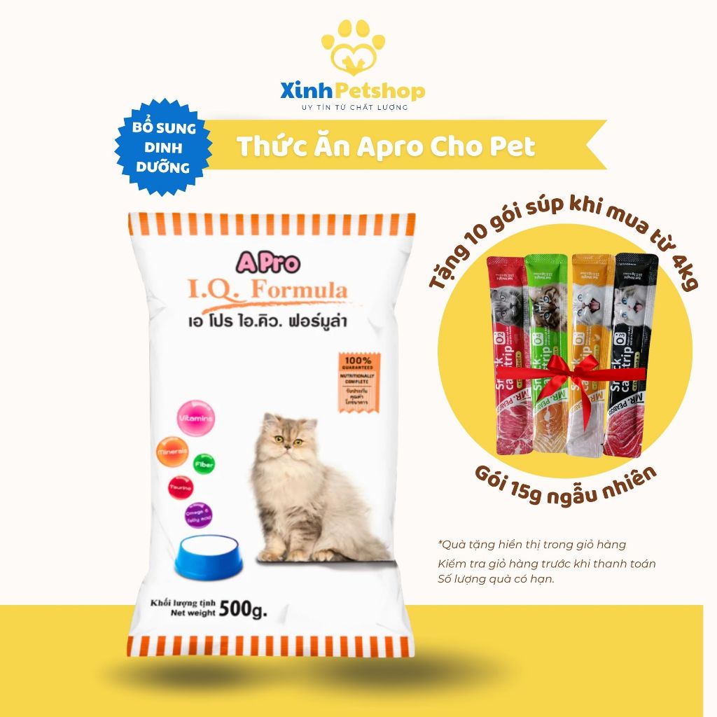 Thức Ăn Hạt Cho Chó Mèo AProt IQ Formula 500g – Dành Cho Mọi Lứa Tuổi, Bổ Sung Vitamin, Taurine, Omega 6