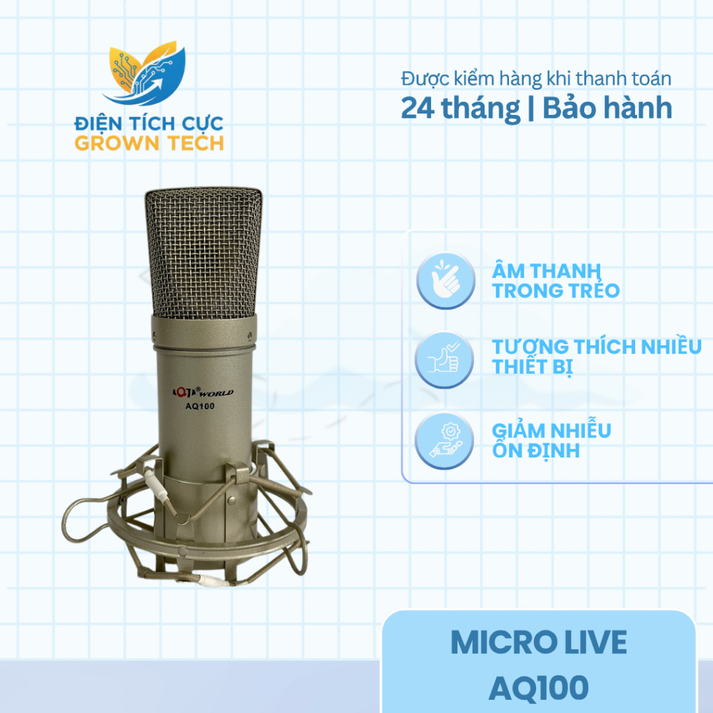 Micro livestream AQ100 thu âm rõ ràng giảm nhiễu hỗ trợ livestream ghi ...