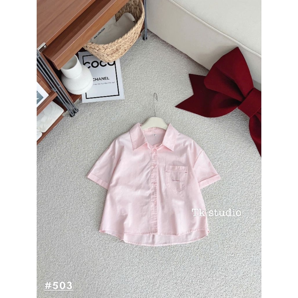 [𝑯𝒂 𝑨𝒏𝒉] Áo Sơ Mi Cộc Túi Tang Chữ QCL1