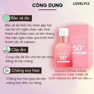 Serum Chống Nắng Lovelycc Pink Toneup Chống Nắng Nâng Tone Lovelycc Pink Hàn Quốc SPF50+PA+++ 30Gr - Kosmi Beauty