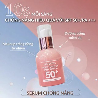 Serum Chống Nắng Lovelycc Pink Toneup Chống Nắng Nâng Tone Lovelycc Pink Hàn Quốc SPF50+PA+++ 30Gr - Kosmi Beauty
