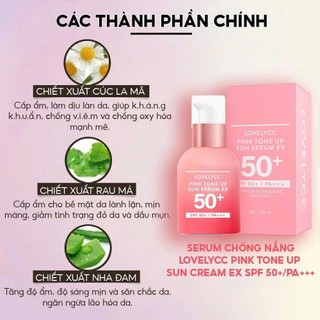 Serum Chống Nắng Lovelycc Pink Toneup Chống Nắng Nâng Tone Lovelycc Pink Hàn Quốc SPF50+PA+++ 30Gr - Kosmi Beauty