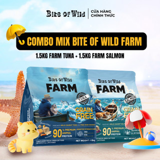 Hạt Mèo Bite Of Wild Mix 2 Gói 1.5KG Cá Hồi, Cá Ngừ, 90% Thịt Cá Na Uy, Gà Nuôi Thả, 6 Loại Chất Xơ