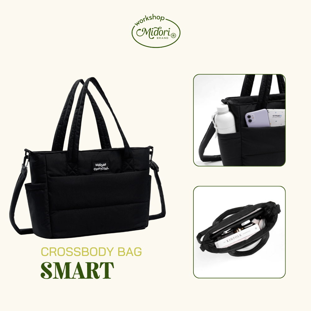 Túi Tote SMART Vải Taslan Đeo Vai Đeo Chéo Đựng Laptop Đi Chơi Học Du Lịch Thời Trang | MI MIDORI