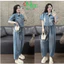 DX_ Set công sở, set bộ nữ, đồ Jean, set Quảng châu áo sơ mi cổ bẻ tay ngắn kèm quần suông