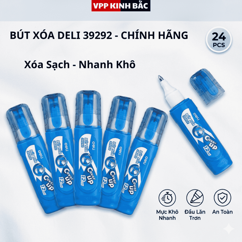 Bút Xóa Nước Deli 39292 – Dung Tích 12ml, Mau Khô, Xóa Nhanh, Học Sinh Sinh Viên Văn Phòng