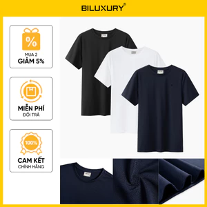 Áo Phông Nam 1APKB621 Biluxury Thời Trang Nam Áo Thun Trơn Cotton Co Giãn 4 Chiều Thoáng Mát Co Giãn