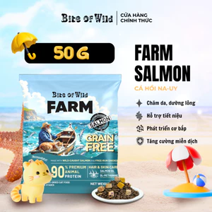 Hạt Cho Mèo Bite Of Wild Farm Cá Hồi Combo 1, 2, 3 Gói 50G, 90% Thịt Cá Hồi Na Uy, Gà Nuôi Thả, 6 Loại Chất Xơ
