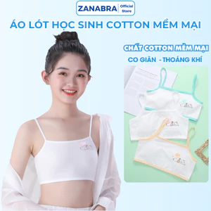 Áo Lá Cho Bé Gái Cấp 1 Cotton 2 Dây Liền Mảnh - Áo Lót Học Sinh Cute Dog Phối Màu Xinh ZANABRA A154