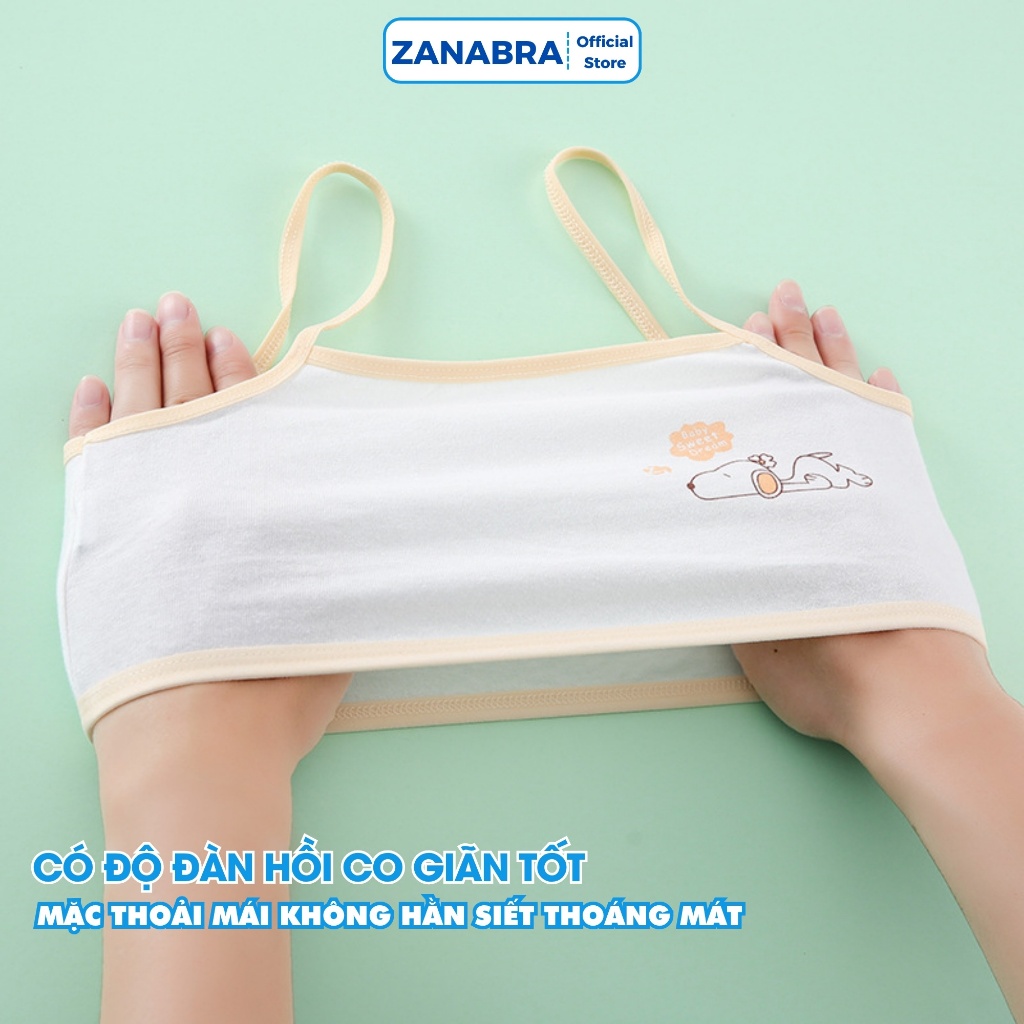 Áo Lá Cho Bé Gái Cấp 1 Cotton 2 Dây Liền Mảnh - Áo Lót Học Sinh Cute Dog Phối Màu Xinh ZANABRA  A154