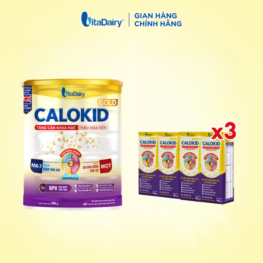 [NHIỀU GIAI ĐOẠN] Sữa bột Calokid Gold giúp bé bổ sung dinh dưỡng cho bé, hỗ trợ tăng cân hiệu quả - Lon 400g/900g