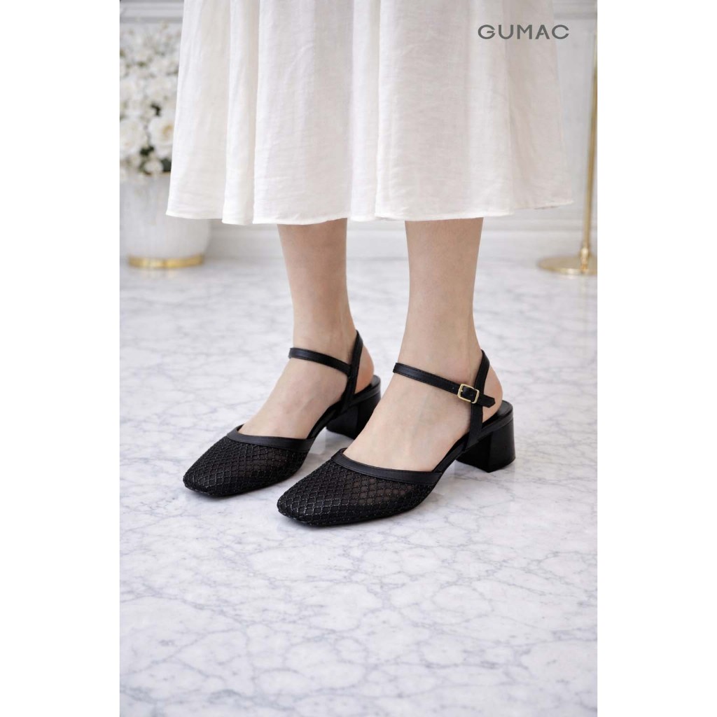 Giày Cao Gót Nữ GUMAC Phối Da Lưới Kèm Quai Ngang Trẻ Trung Thanh Lịch GG04099