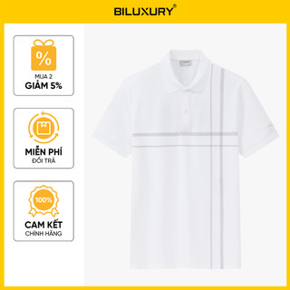 [T7_SALE 20%_HT] Áo Polo Nam Trắng 1APCT629TRK Biluxury Thiết Kế Đường Kẻ Sọc Cao Cấp Kháng Khuẩn Bền Màu