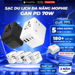 [MUA 1 TẶNG 1] Bộ Sạc Đa Năng 70W PD Chuyển Đổi Ổ Cắm Điện AC Mophie Essentials PD 3C2A GaN-Multi Port-Bảo Hành 2 Năm — ảnh 1
