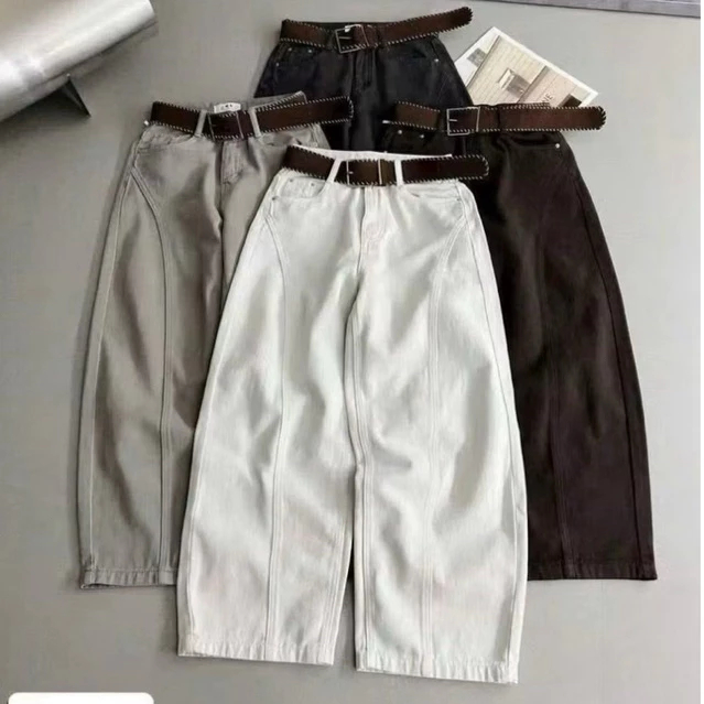 [Peinn] Quần Kaki Nữ Ống Rộng Dáng Bom Thụng, Không Đai, Dài 94-96cm, Lưng Thun Sau có túi 2 bên trẻ trung M55.