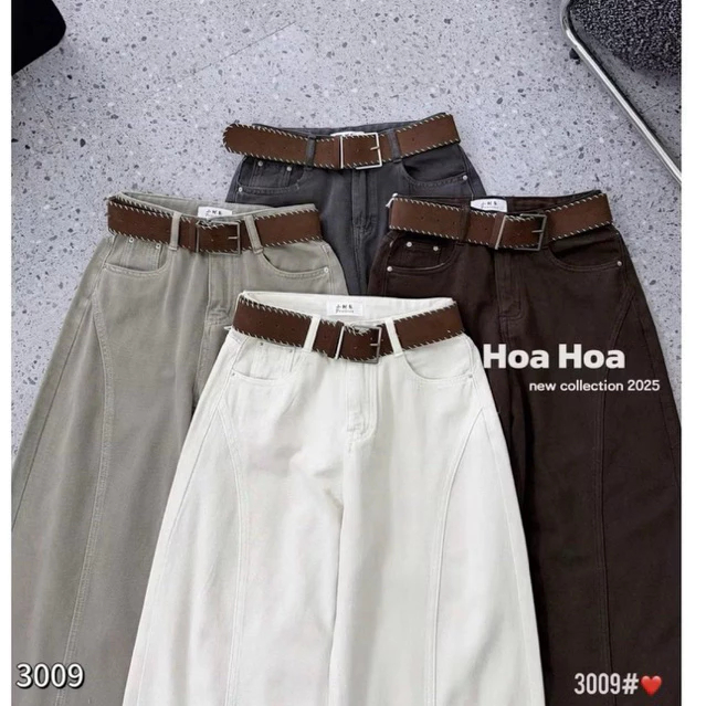 [Peinn] Quần Kaki Nữ Ống Rộng Dáng Bom Thụng, Không Đai, Dài 94-96cm, Lưng Thun Sau có túi 2 bên trẻ trung M55.