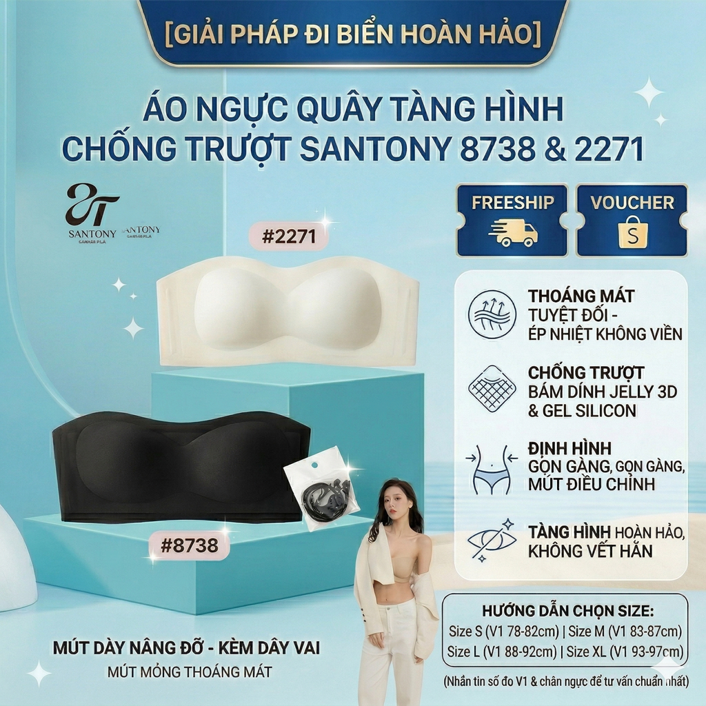 Áo Ngực Quây Đi Biển Santony 8738 & 2271 - Tàng Hình Chống Trượt PIER N°5
