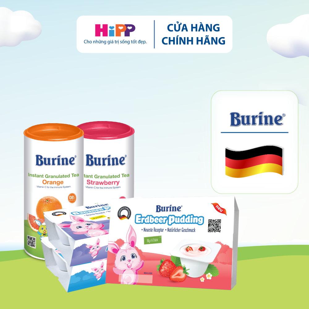 Combo Pudding và Trà cốm Burine dinh dưỡng dành cho bé hỗ trợ bổ sung vitamin và năng lượng
