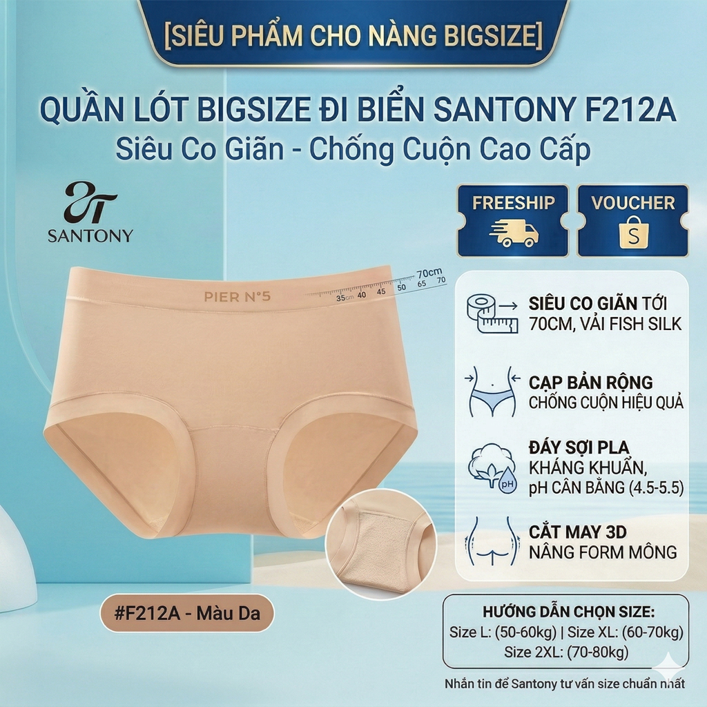 Quần Lót Đi Biển Santony F212A - Siêu Co Giãn Chống Cuộn PIER N°5