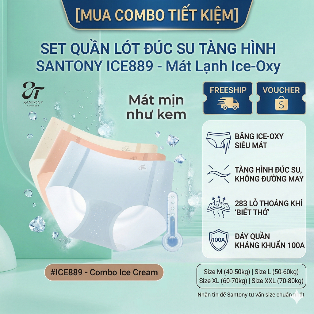 Set Quần Lót Đi Biển Tàng Hình Santony ICE889 - Mát Lạnh Ice-Oxy