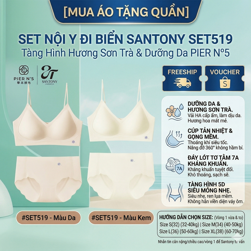 Set Nội Y Đi Biển Santony SET519 - Tàng Hình Hương Sơn Trà PIER N°5