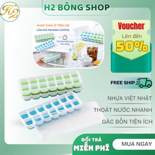 Khay Làm Nước Đá, Khuôn Làm Thạch Rau Câu Silicon Có Nắp Đậy