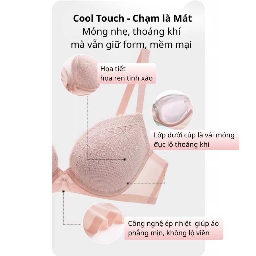 Set Áo lót quần lót Wacoal có gọng, nâng vừa ICB30E5 ICP30E5 chạm là mát