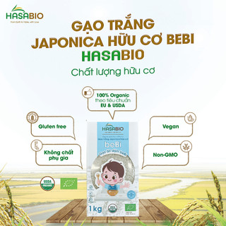 Gạo Japonica Hữu Cơ beBi HASABIO (Bịch 1kg) Xát Dối Giàu Vitamin Tốt Cho Tiêu Hóa - Natural Market