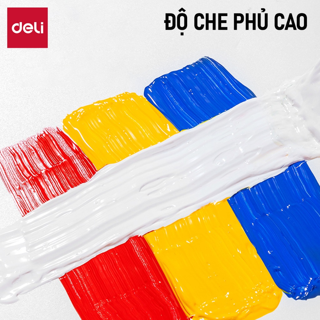 [Tặng Cọ] Màu Nước Acrylic Dạng Tuýp 5ml/12ml Deli - Chống Nước - Màu Vẽ Tươi Đặc Nhanh Khô Chuyên Nghiệp