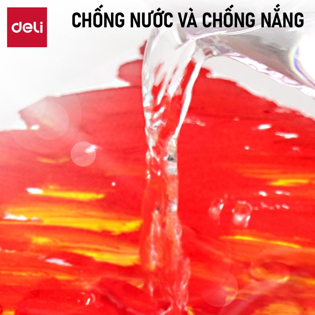 [Tặng Cọ] Màu Nước Acrylic Dạng Tuýp 5ml/12ml Deli - Chống Nước - Màu Vẽ Tươi Đặc Nhanh Khô Chuyên Nghiệp