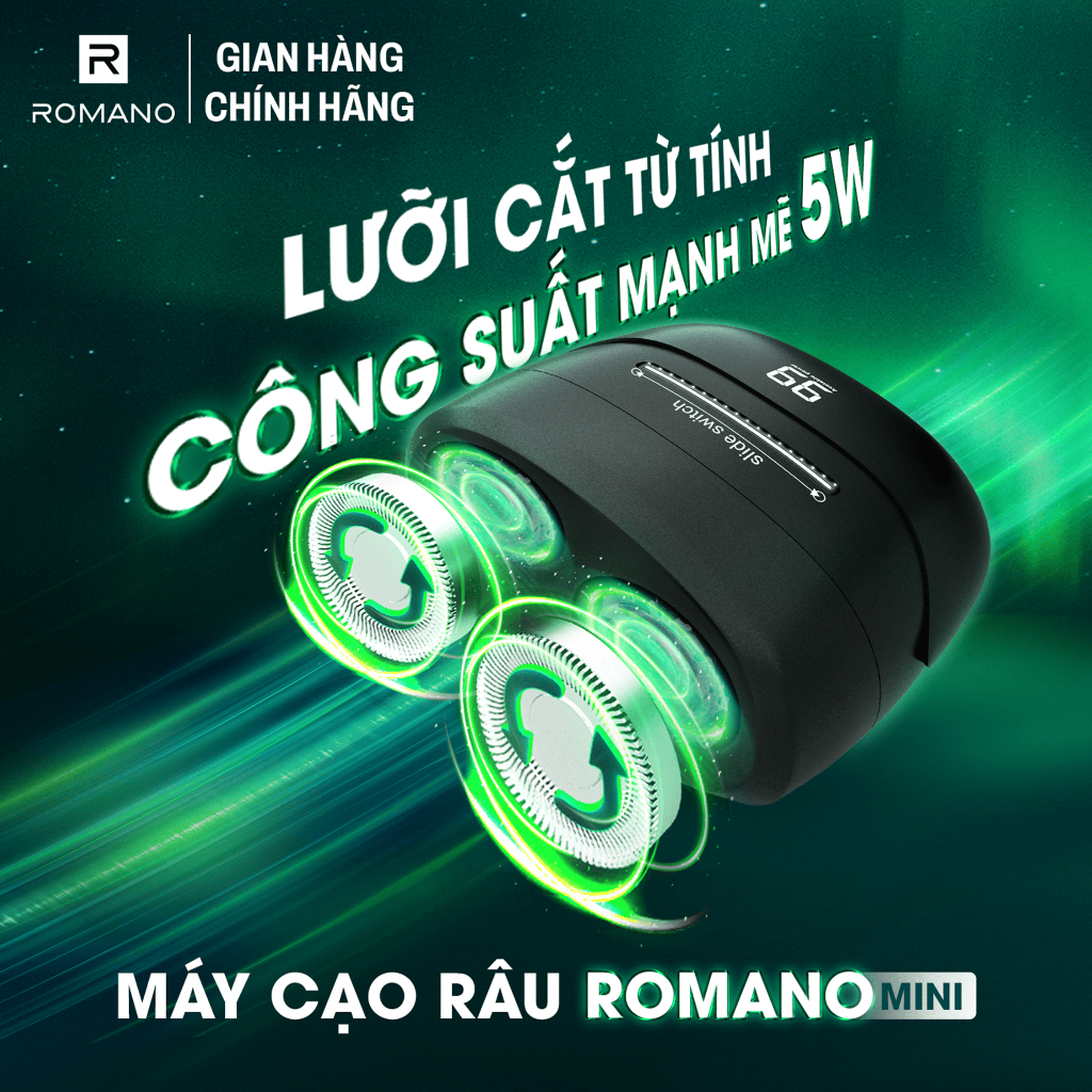 COMBO Máy Cạo Râu Mini Nam Cao Cấp Romano Và Bọt Cạo Râu 175ml / Tắm gội 2in1 650g / Xịt khử mùi GenZ 196ml
