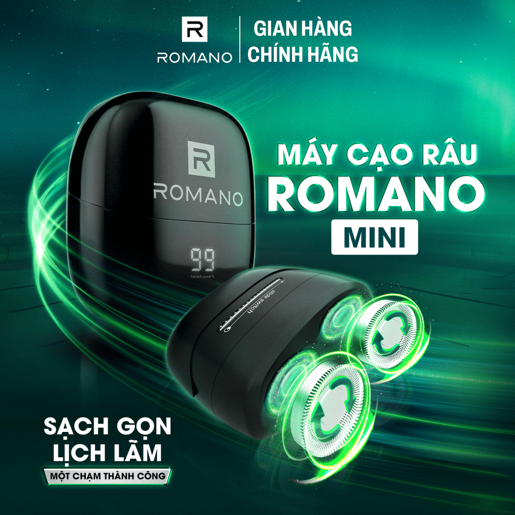 COMBO Máy Cạo Râu Mini Nam Cao Cấp Romano Và Bọt Cạo Râu 175ml / Tắm gội 2in1 650g / Xịt khử mùi GenZ 196ml