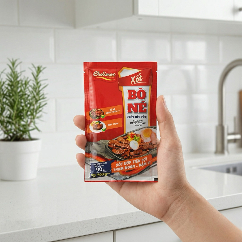 Gói xốt bò né Cholimex chuẩn vị 90g - Tiện lợi, nhanh chóng cho mọi bửa ăn