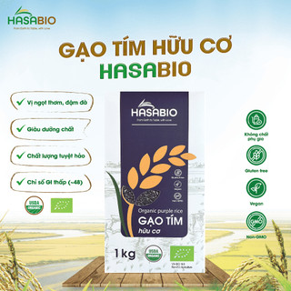 Gạo Tím Hữu Cơ HASABIO 1kg Chỉ Số Đường Huyết Thấp GI 48 Tốt Cho Người Tiểu Đường - Natural Market