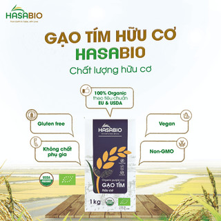 Gạo Tím Hữu Cơ HASABIO 1kg Chỉ Số Đường Huyết Thấp GI 48 Tốt Cho Người Tiểu Đường - Natural Market