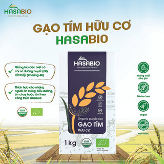 Gạo Tím Hữu Cơ HASABIO 1kg Chỉ Số Đường Huyết Thấp GI 48 Tốt Cho Người Tiểu Đường - Natural Market