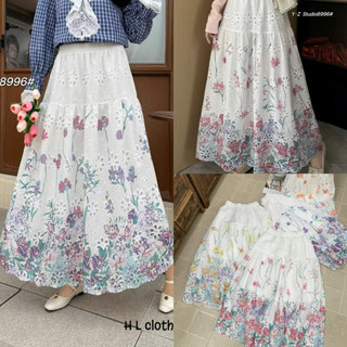 Chân váy thô hoa cạp chun dáng dài nhiều hoạ tiết #8996