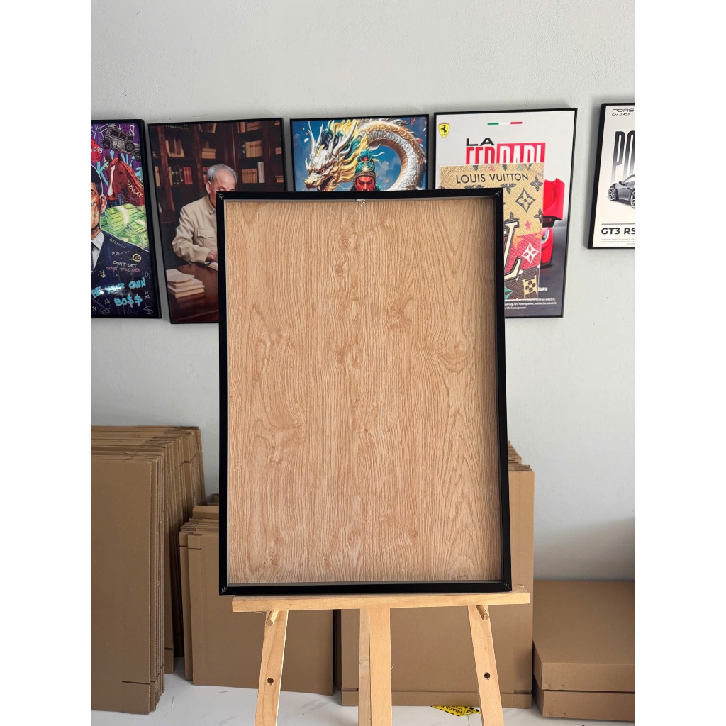 Tranh Poster Tráng Gương Treo Tường Phong Cách Retro Khung Composite Decor Phòng Khách, Không Gian Làm Việc