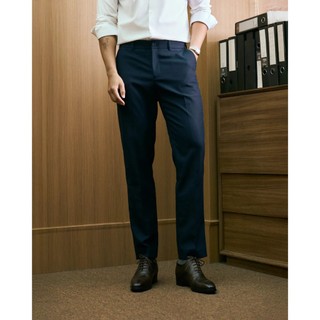 Quần Tây Nam Dài Ủi Ly Trước vải dệt dobby Màu xanh Navy Form Slim Cropped - ROUTINE 10F25PFO015