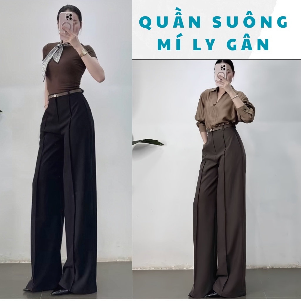 (NEW) QUẦN SUÔNG MÍ LY GÂN - CHẤT CHÉO Ý MỀM MỊN - DÀI 103CM - ỐNG RỘNG 32 ~34CM .YẾN NGUYỄN CLOSET