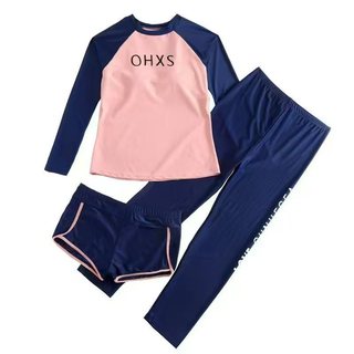 Đồ bơi nữ chống nắng 3 món áo dài tay quần dài quần short kín đáo co giãn nhanh khô đi biển