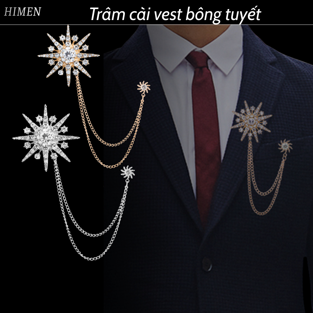 Trâm Cài Áo Vest Hình Bông Tuyết 7 Cánh Phong Cách Thời Trang Sang Trọng HIMEN