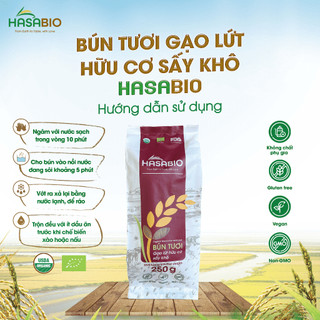 Bún Tươi Gạo Lứt Hữu Cơ HASABIO 250g Chuẩn EU & USDA Organic Không Gluten Thuần Chay Healthy - Natural Market