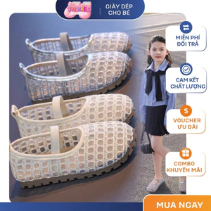 Giày búp bê lưới thoáng khí cho bé gái - Giày lười đế bệt mềm mại phong cách Hàn Quốc đế chống trơn trượt TH Kids