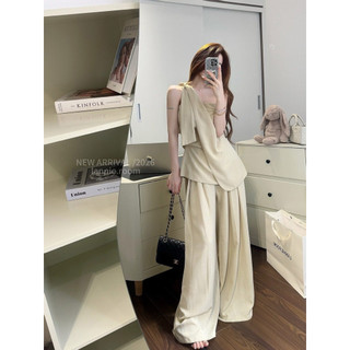 SET BỘ ÁO SÁT NÁCH TÀ LỆCH MIX QUẦN SUÔNG CAO CẤP LANNIE, BỘ ĐỒ NỮ QUẦN SUÔNG MÀU HÈ