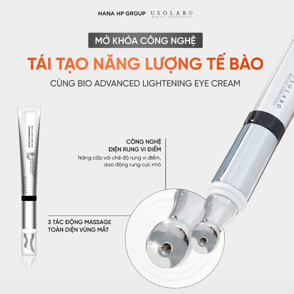 Kem mắt lightening eye cream USOLAB - Giúp cải thiện nếp nhăn và giảm thâm quầng mắt 25ml
